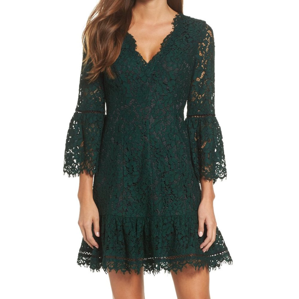 Eliza J Bell Sleeve Lace Cocktail Dress
